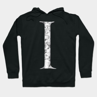 I in Roman White Marble Latin Alphabet Letter Sticker Hoodie